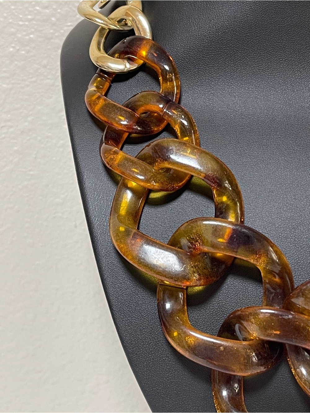 Vintage R.J. Graziano Faux Tortoiseshell Link Statement Necklace - Picture 7 of 8